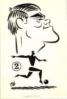 Szepes Béla (1903-1986): Noskó Ernő, karikatúra, tusrajz, papír, jelzett, 20x13cm