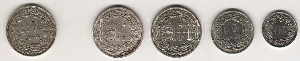 Svájc kis tétel 3,10Fr fém, érvényes nominal + 1944. 2Fr Ag T:2/3