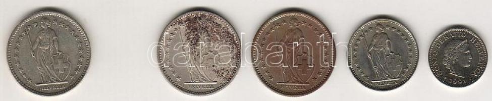 Svájc kis tétel 3,10Fr fém, érvényes nominal + 1944. 2Fr Ag T:2/3