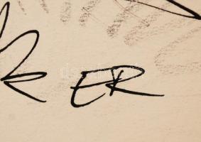 Ruszkay György (1930-1990): Turisták. Vegyes technika, papír, jelzett, 21x30cm