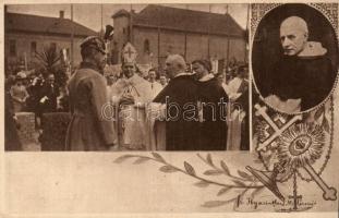 1912 Budapest XIV. Rózsafüzér királynéja templom építése; A rendfőnök megbízottja köszönetet mond József főhercegnek az alapkő megáldása után; floral