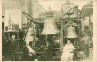 1916 Budapest XIII. Szlezák-harangöntöde (Frangepán utca), a Rózsafüzér királynéja templom harangjával