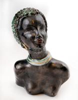 Jelzett (AS?) art-deco fél akt, festett mázas kerámia, hibátlan, m:24 cm