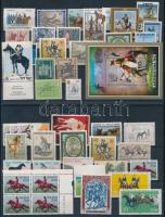 Horses 45 stamps, 1 block, Ló motívum tétel 45 db bélyeg és 1 blokk