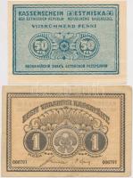 Észtország 1919. 50p + 1M T:II,III
Estonia 1919. 50 Penni + 1 Mark C:XF,F