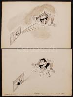 Altorjay: Karikatúrák, vegyes technika, papír, jelzett, 21x30cm