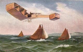 Aircraft, ships, F.E.D. Serie 1012., artist signed, Repülő, F.E.D. Serie 1012., artist signed