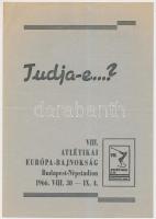 1966 Tudja-e...? VIII. Atlétikai Európa -Bajnokság Budapest- Népstadion, pp.:2, 21x14cm