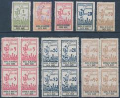 1936 Satu Mare 5 klf érték + 3 klf négyestömb