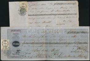 1855 2 db RICKL váltó 30kr C.M., 45kr C.M. bélyeggel