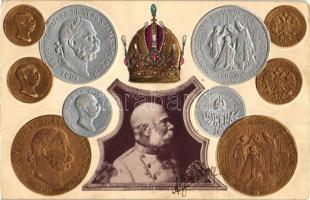 Ferenc József osztrák pénzérmék / Kaiser Franz Joseph, anniversary coins Emb. (fa)