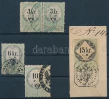 1854 5 db C.M.-es bélyeg magyar bélyegzéssel "TAPOLCZA", "JÁSZBERÉNY", "SELLYE", "GYULA"