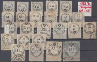 1858 24 db réznyomat illetékbélyeg sárga papíron