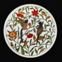 Jelzett japán madaras tányér, kézzel festett, hibátlan, d: 19 cm