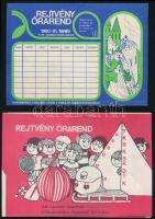 cca 1980-85 Retró órarendek, papír,3db,  cca 12x17cm