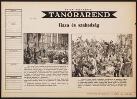cca 1940 Pataki-féle képes Tanórarend, Emlékezzünk dicsőséges szabadságharcunkra, 1948 március 15., ...