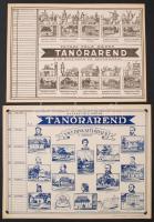 cca 1940 Pataki-féle képes Tanórarend,A mi nagyjaink és szülőháza,2db,  cca 21x30cm