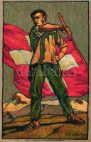 1912 Bundesfeier-Postkarte, Swiss patriotic propaganda, Ga. s: H. B. Wieland
