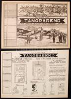 cca 1940 Pataki-féle képes Tanórarend, Lovas nemzet voltunk -repülő nemzet leszünk ill.,Nyelvünk védelme.  2db,  cca 20x30cm