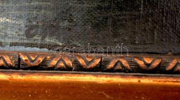 Markó jelzéssel: Csónakázás a tavon, olaj, vászon, díszes, sérült fa keretben, 31,5×42,5 cm