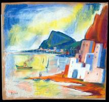 Pleidell jelzéssel: Város a tengerparton, pasztell, karton, 45,5×50 cm