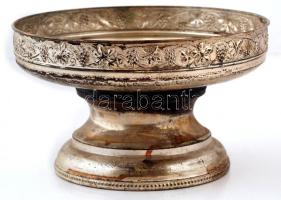 Dekoratív, szőlőmotívumos alpakka kínáló, d: 22 cm