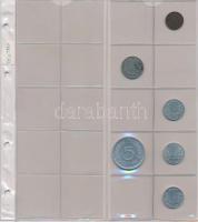 208db vegyes külföldi fémpénz újszerű albumba rendezve, közte német, olasz, osztrák, román fémpénzek...