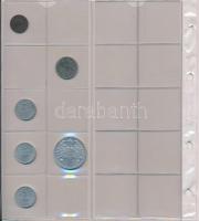 208db vegyes külföldi fémpénz újszerű albumba rendezve, közte német, olasz, osztrák, román fémpénzek...
