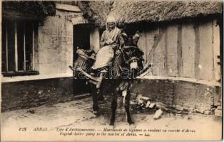Arras, Vegetable seller going to the market, donkey, French folklore