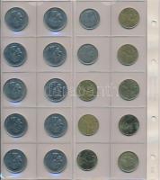 194db vegyes külföldi fémpénz újszerű albumba rendezve, közte angol, belga, ausztrál, csehszlovák pé...