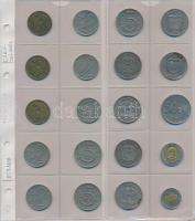 194db vegyes külföldi fémpénz újszerű albumba rendezve, közte angol, belga, ausztrál, csehszlovák pé...