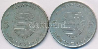1947. 5Ft Ag "Kossuth" (2x) T:2-,3