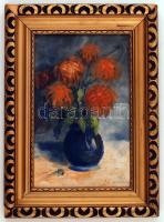 Gombár jelzéssel: Virágcsendélet. Olaj, fa lemez, sérült keretben, 31×21 cm
