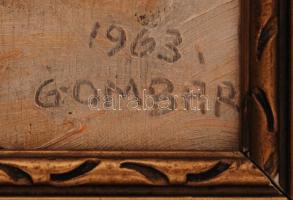 Gombár jelzéssel: Virágcsendélet. Olaj, fa lemez, sérült keretben, 31×21 cm