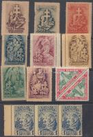 1915+1942 Honvéd karácsony 11 db adománybélyeg + 1926 Mohács fordított levélzáró pár