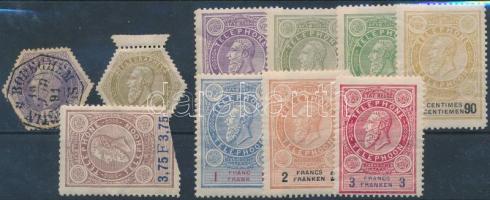 Belgium 2 db Távírda és 8 db Telefonbélyeg (1 érték sérült)