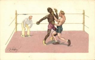 Box match, black man, B.K.W.I. 278-5. s: Schönpflug