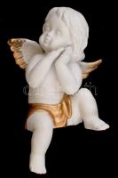 Ültető angyalka, festett bisquit porcelán, jelzés nélkül, kopott, m:16 cm