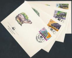 WWF: Pygmy hippopotamus set on 4 FDC WWF: Törpe víziló sor 4 db FDC-n