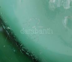 Horváth Márton (1941-2013): Díszváza, többrétegű zöld-lila üvegváza, hibátlan, jelzett, m: 23 cm