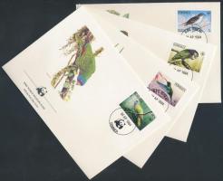 WWF: Birds set on 4 FDC, WWF: Madár sor 4 db FDC-n