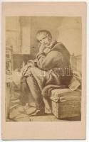 cca 1860 Korabeli keményhátú fotó: Petőfi Sándor festményről készült kép, 10,5x6,5cm