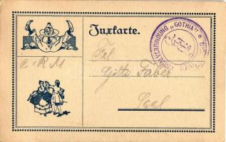 Pornographic hand-painted postcard