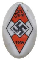 Német 3. Birodalom 1934. "1934. június 21" porcelán Hitlerjugend jelvény (28x17,5mm) T:2 German Third Reich 1934. "21. Juni 1934" porcelain Hitlerjugend badge (28x17,5mm) C:XF