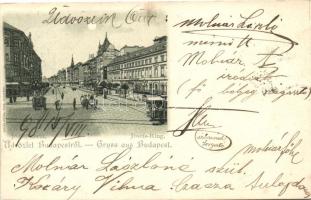 1898 Budapest VIII. József körút, villamos, litho