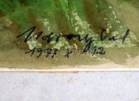 Udvary Pál (1900-1987): Nagymaros. Akvarell, papír, jelzett, üvegezett keretben, 30×40 cm