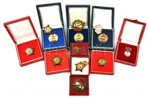 12db vegyes munkásőr jelvény, több eredeti tokban, főleg zománcozottak, közte egy "MHSZ" jelvény T:vegyes