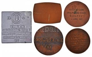 5db klf magyar cégekkel kapcsolatos emlékérem és plakett, közte Iván István (1905-1968) 1956. "...