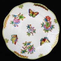 Herendi Viktória mintás porcelán tányérak, kézzel festett, hibátlan, jelzett, 6 db, d: 20 cm