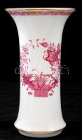 Herendi indiai kosár mintás porcelán váza, kézzel festett, hibátlan, jelzett, m: 21,5 cm
